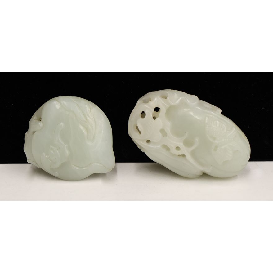 2pc Chinese Jade Melon Pendants