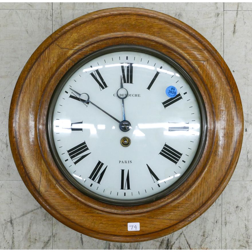 French C. Detouche Oak Cased Wall Clock 15''