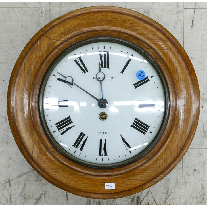 French C. Detouche Oak Cased Wall Clock 15''