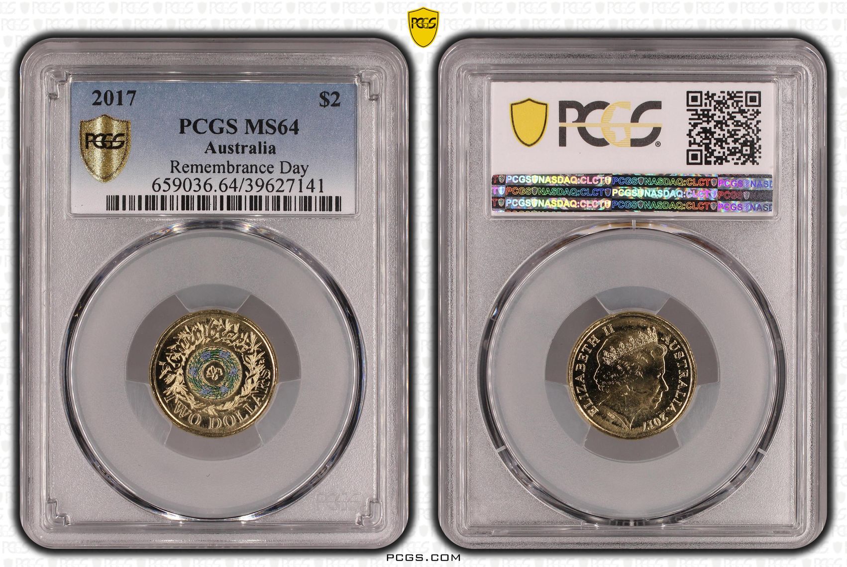 Elizabeth II, Remembrance Day, Two Dollar, 2017, PCGS MS 64