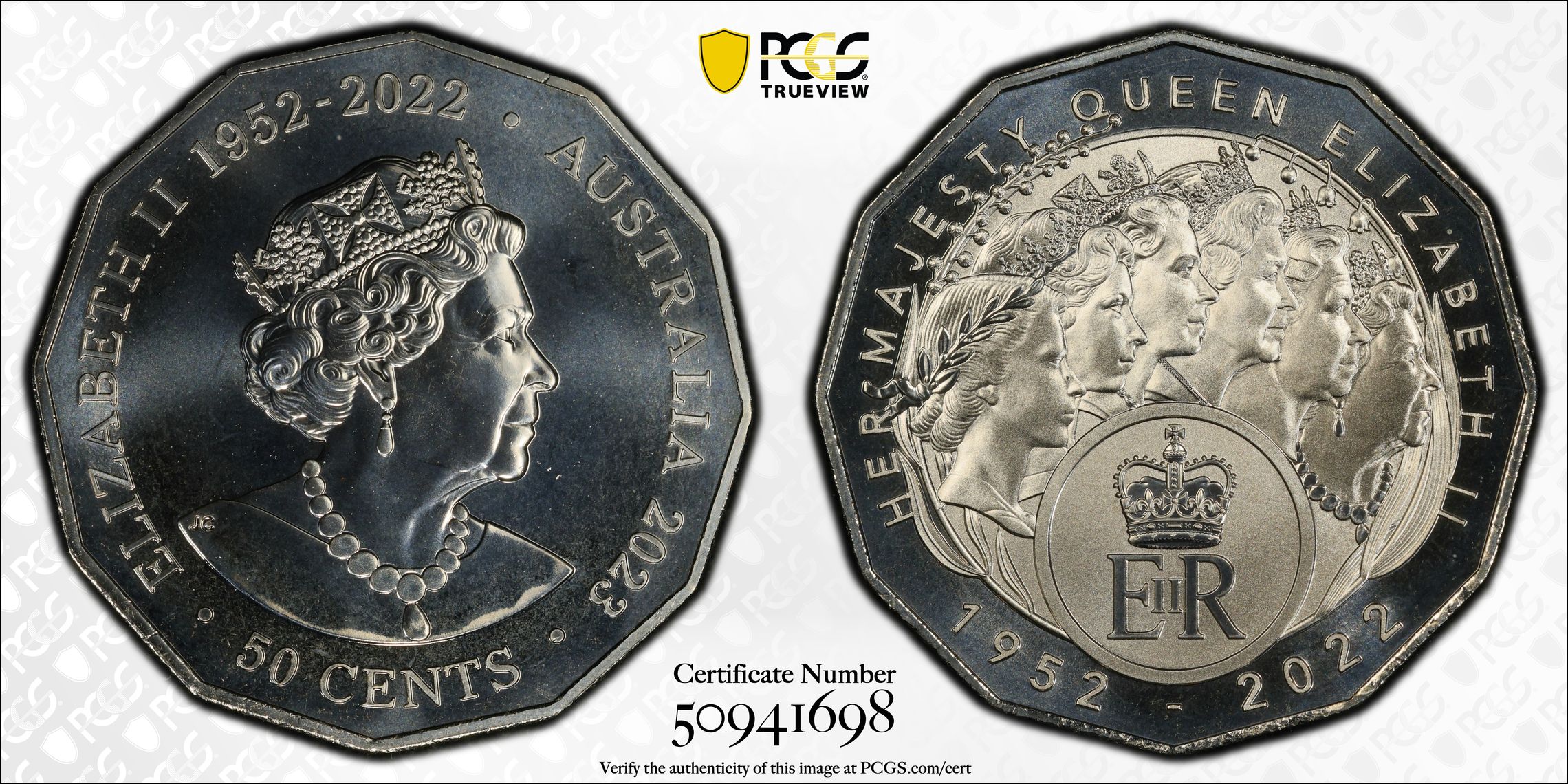 Her Majesty QEII Cu-Ni, Fifty Cent, 2023, PCGS MS69