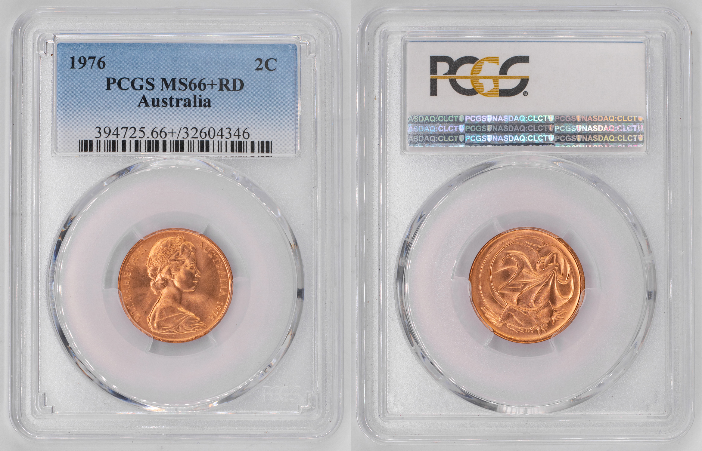 Elizabeth II, Two Cent, 1976, PCGS MS66+RD