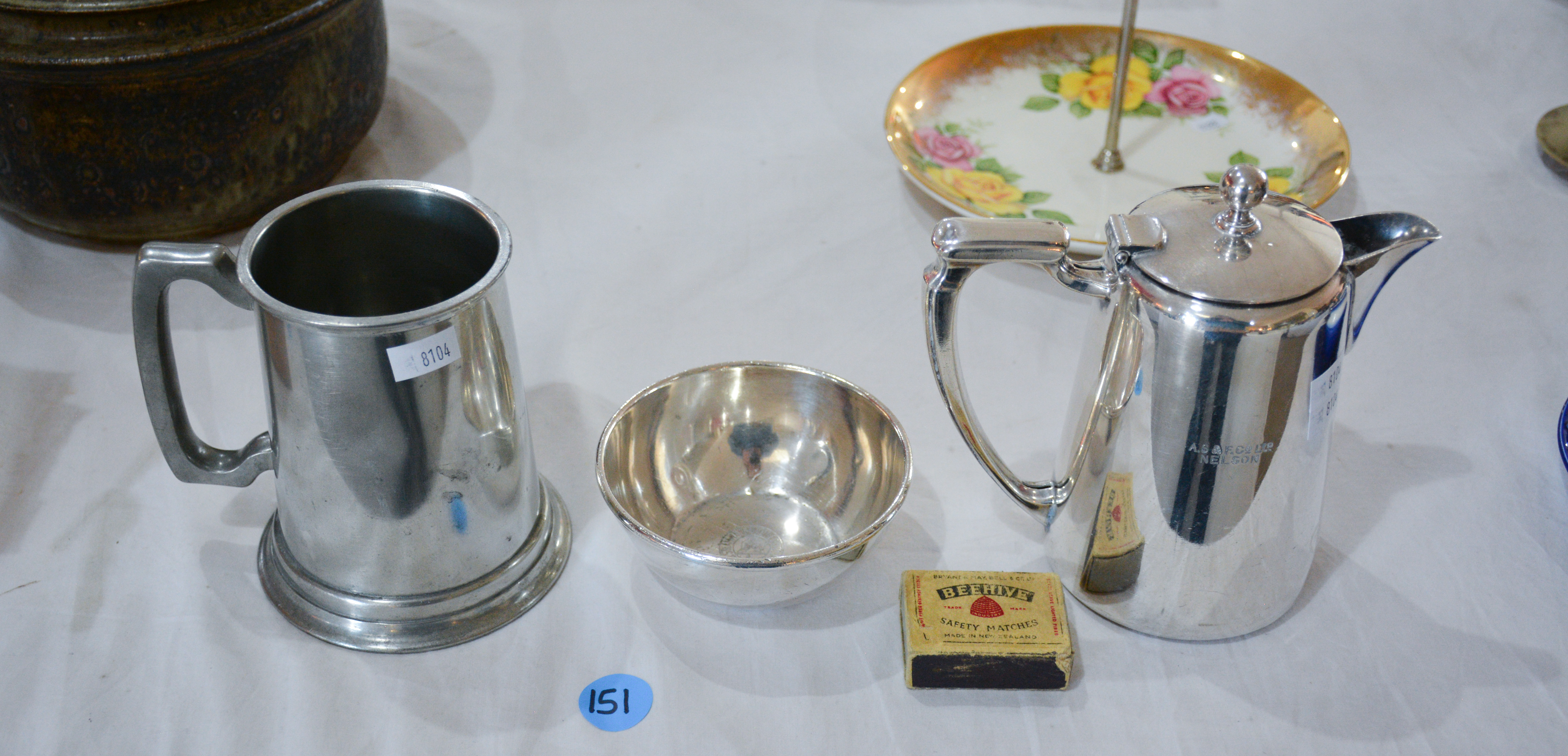 Vintage Tankard, Small Bowl and Tea/Coffee Pot — NZ auction result