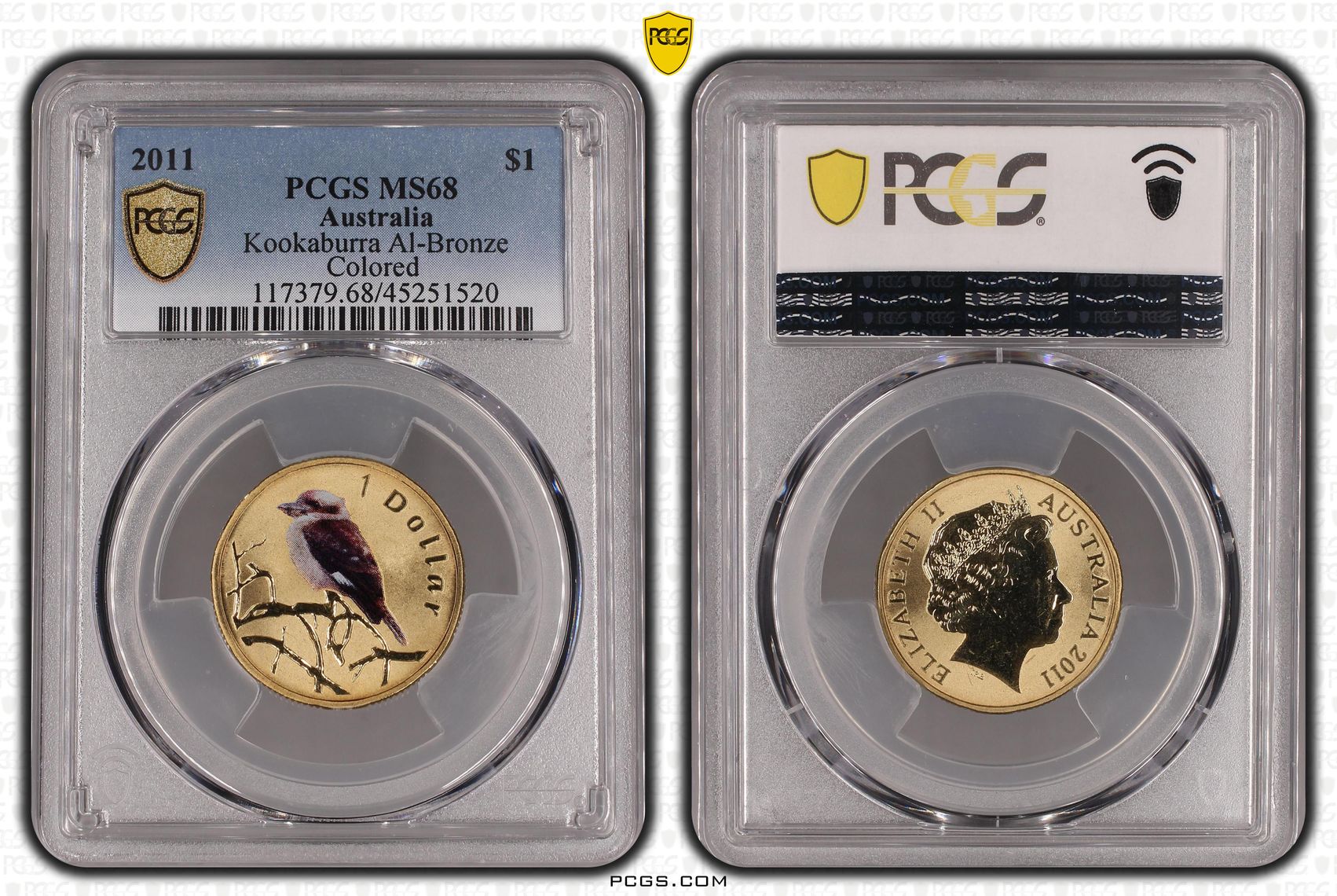 2011 Australia One Dollar, $1 Kookaburra Al-Bronze PCGS - MS68 POP 4/0 -520