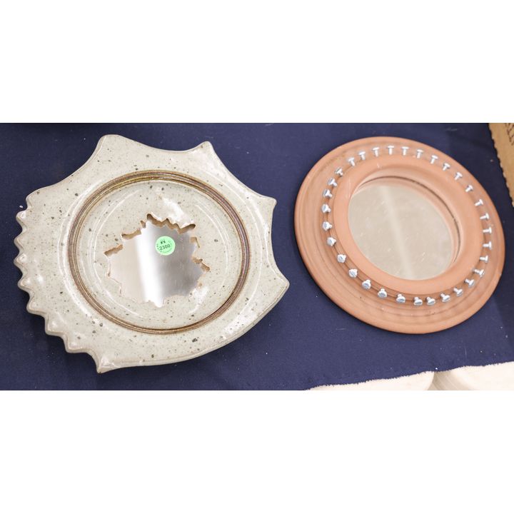 2pc Ed Brannan Sculptural Round Mirrors 9'' Approx.