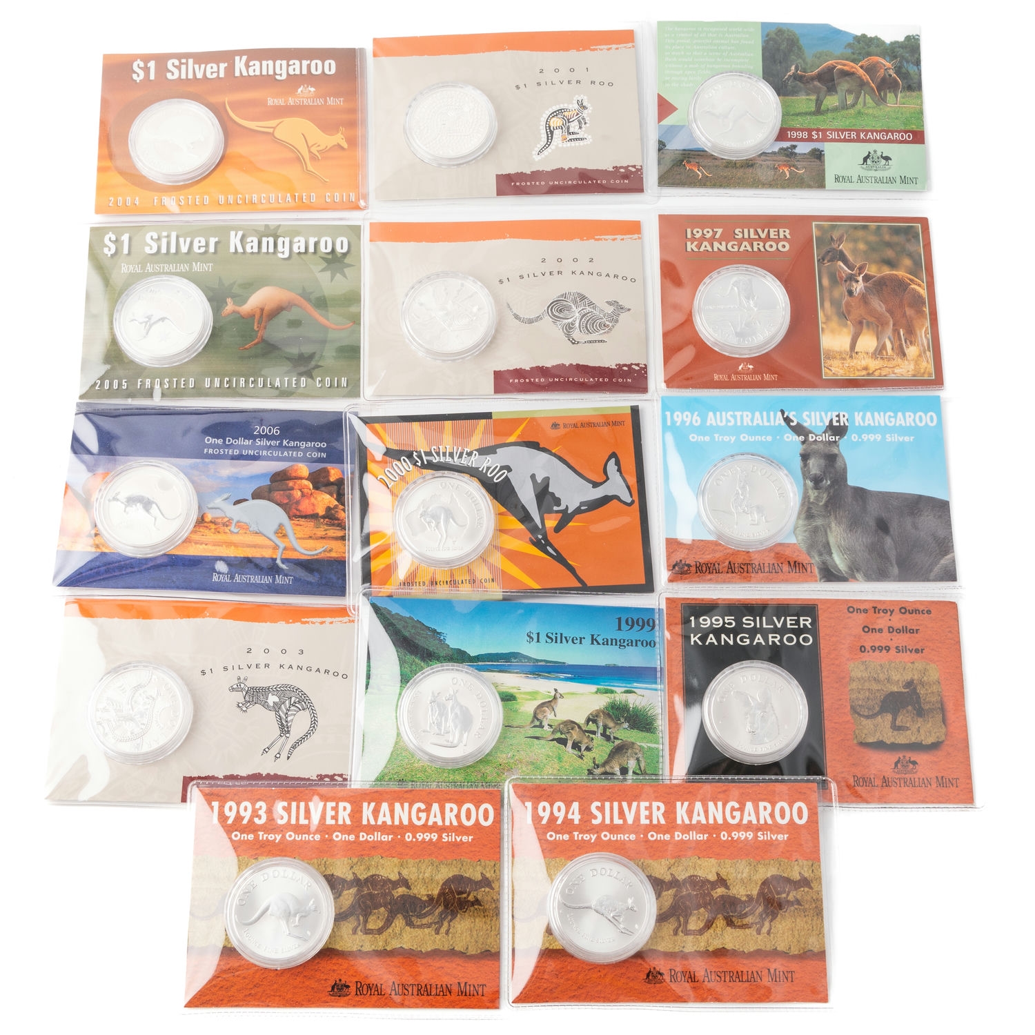Elizabeth II, Kangaroos, One Dollar, 1993-06, UNC