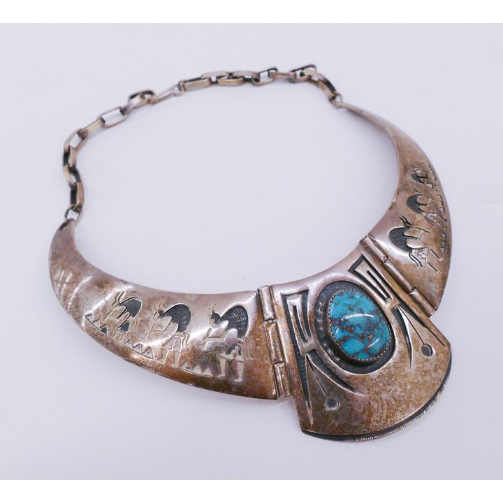 SW Sterling and Turquoise Bib Necklace- 97g