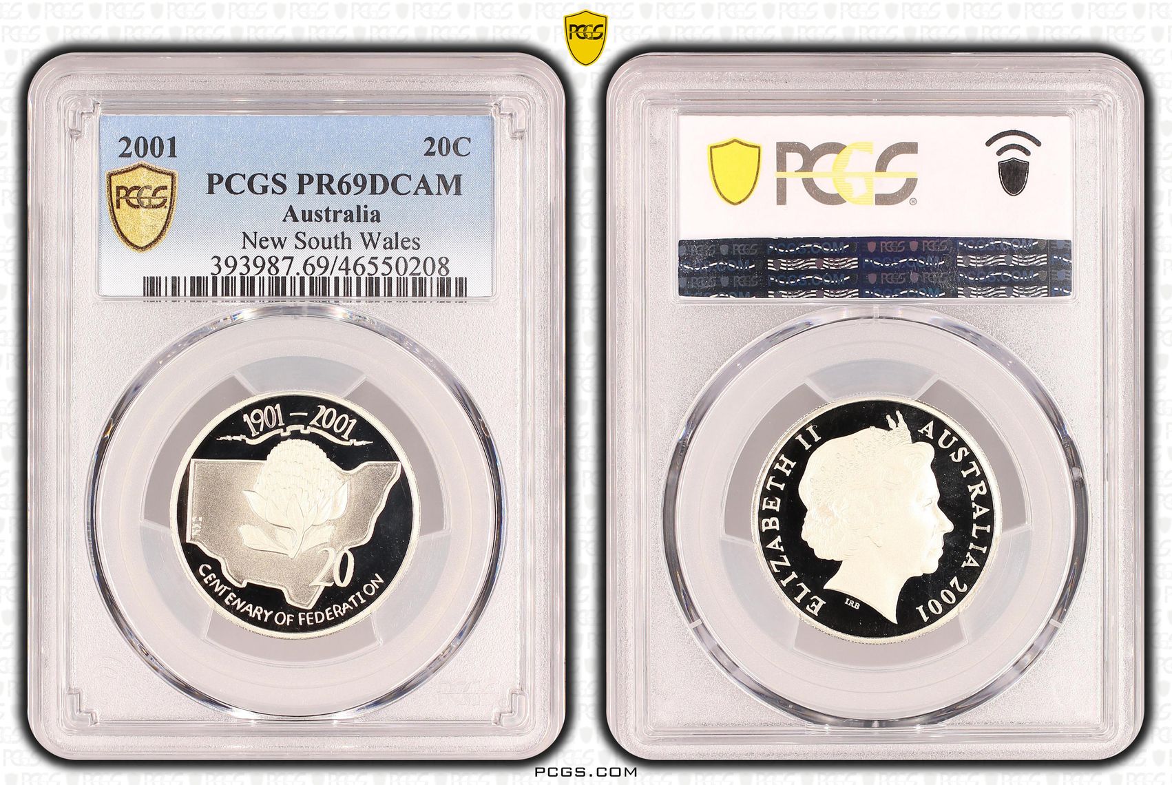 Elizabeth II, New South Wales, Twenty Cent, 2001, PCGS PR69DCAM