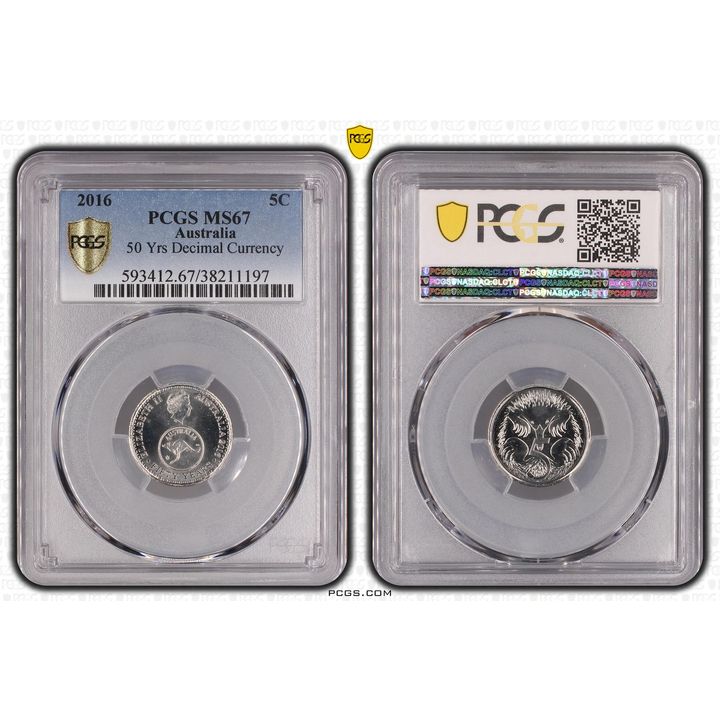 2016 Australian Five Cent, 5c 50 Yrs Decimal Currency PCGS - MS67 -197