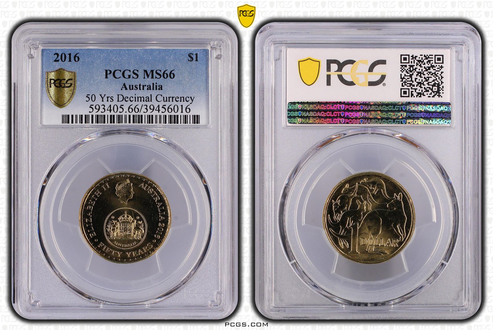 260 · 50 Yrs Decimal Currency, One Dollar, 2016, PCGS MS66