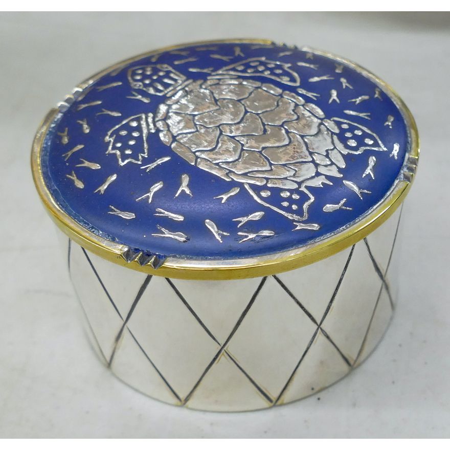 Emilia Castillo Silverplate Turtle Round Box 4''