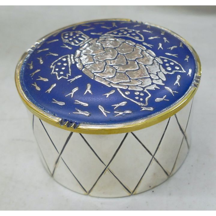 Emilia Castillo Silverplate Turtle Round Box 4''