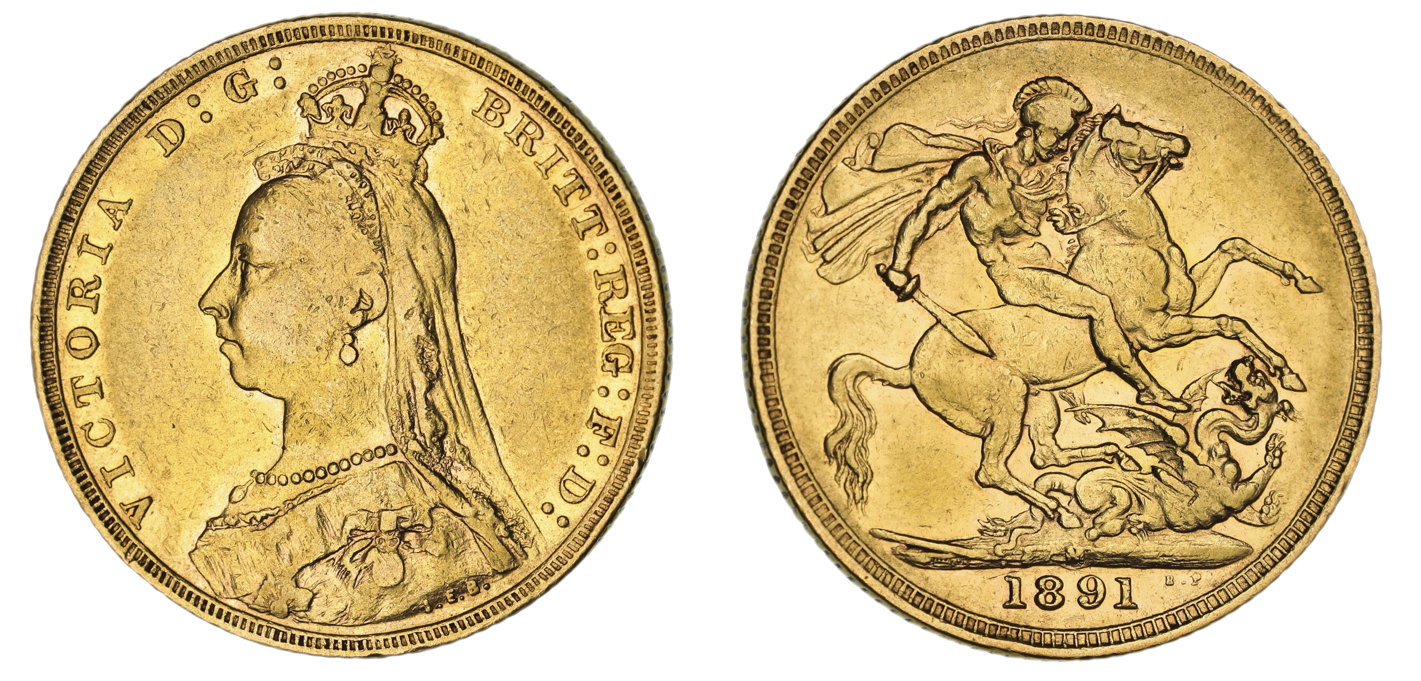 Victoria, St. George Reverse - Melbourne Mint - Jubilee, Sovereign, 1891, VF