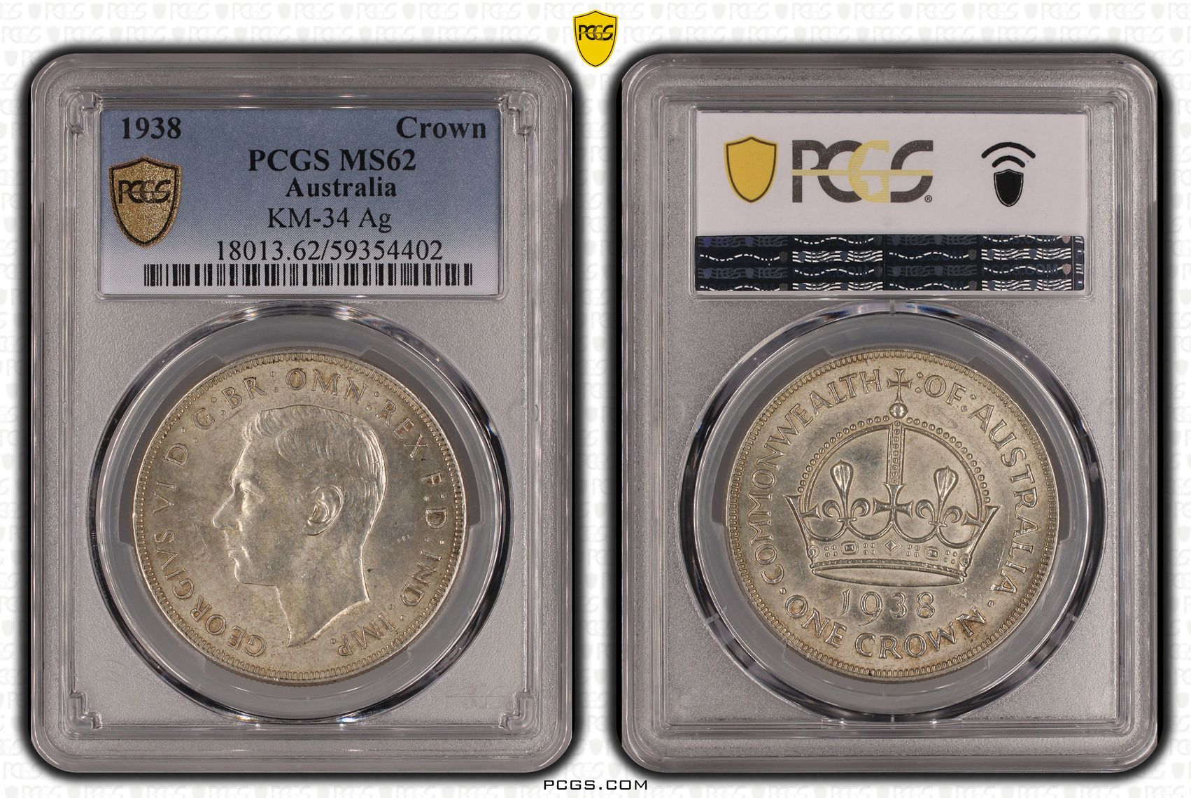 George VI, Crown, 1938, PCGS MS62