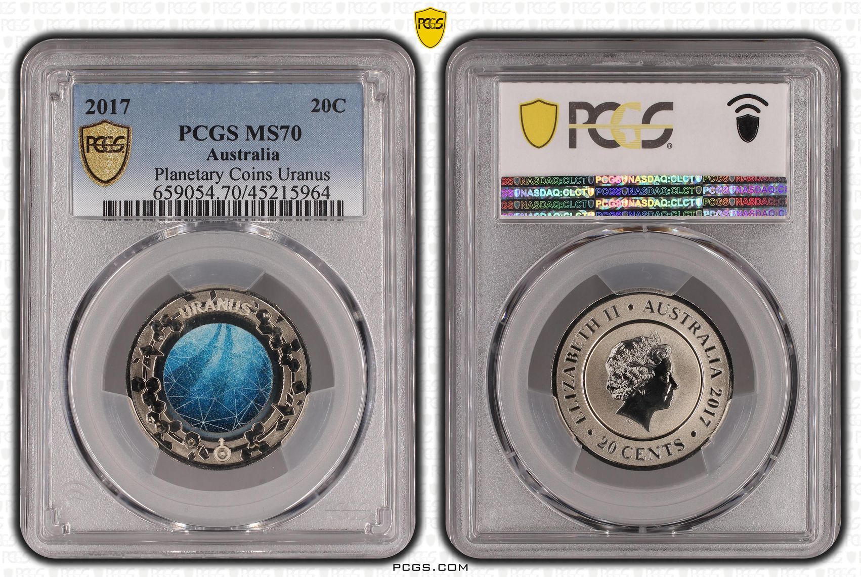 2017 Australia Twenty Cent, 20c Planetary Coins Uranus PCGS - MS70 POP 58/0 -964