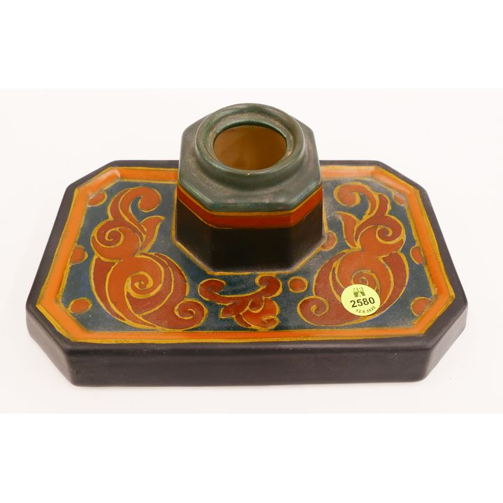 Gouda Holland Pottery Inkwell- missing cover- 8.5''
