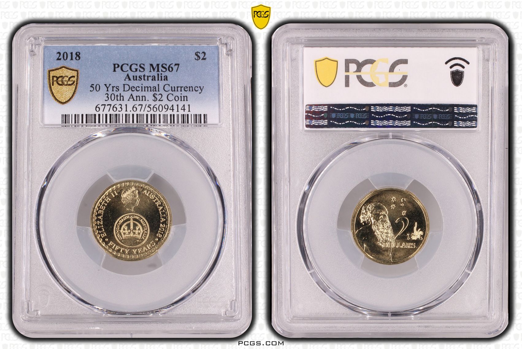 50 Yrs Decimal Currency 30th Ann. $2 Coin, Two Dollar, 2018, PCGS MS67