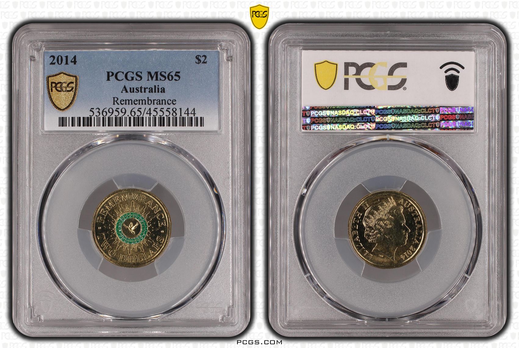 Elizabeth II, Remembrance, Two Dollar, 2014, PCGS MS65