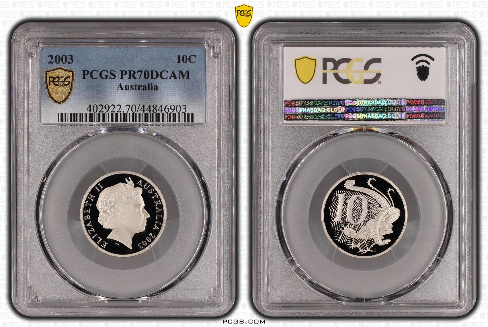 Elizabeth II, Ten Cent, 2003, PCGS PR 70DCAM