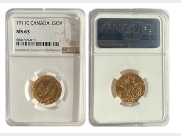 1911 CANADA MINT SOVEREIGN MS63 NGC