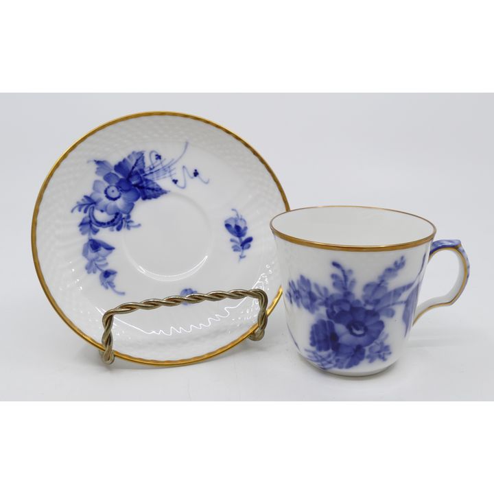 12pc Royal Copenhagen Blue Flowers (Curved) Flat Demitasse Cups & Saucers, #1546