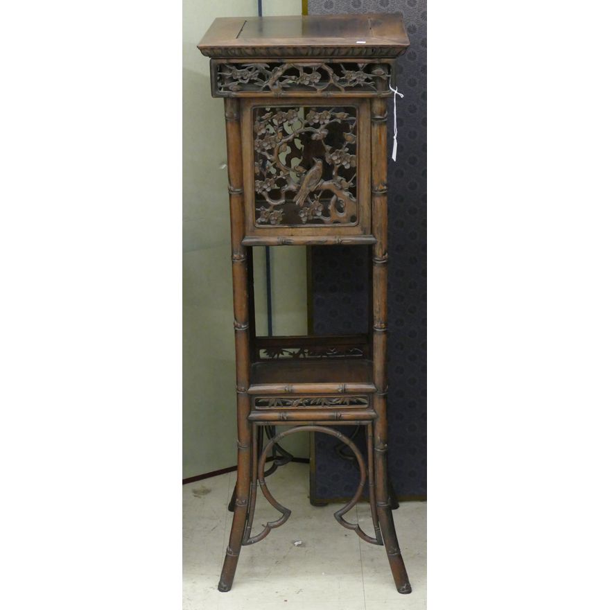 Chinese Qing Rosewood Carved Plant Stand 45''x15.5''x15.5''