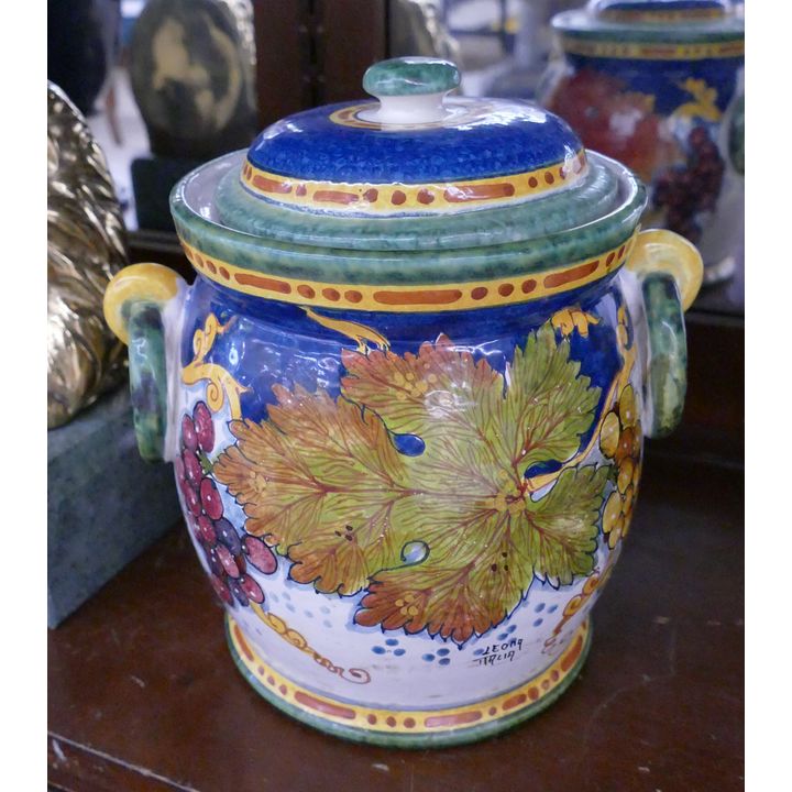 Italian Faience Cookie Jar- 8''