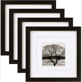 EGOFINE 8X8 PICTURE FRAMES 4 PCS - MADE OF SOLID WOOD FOR TABLE TOP DISPLAY AND WALL MOUNTING PHOTO FRAME FOR PICTURES 4X4 WITH MA