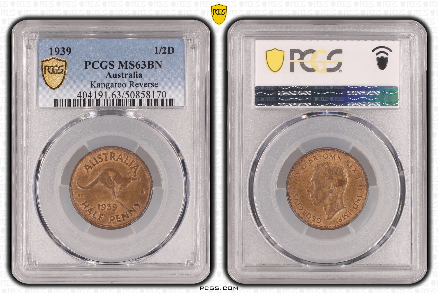 Kangaroo Reverse , Halfpenny, 1939, PCGS MS63BN