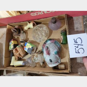 Salt and pepper shakers, flower frog and other items