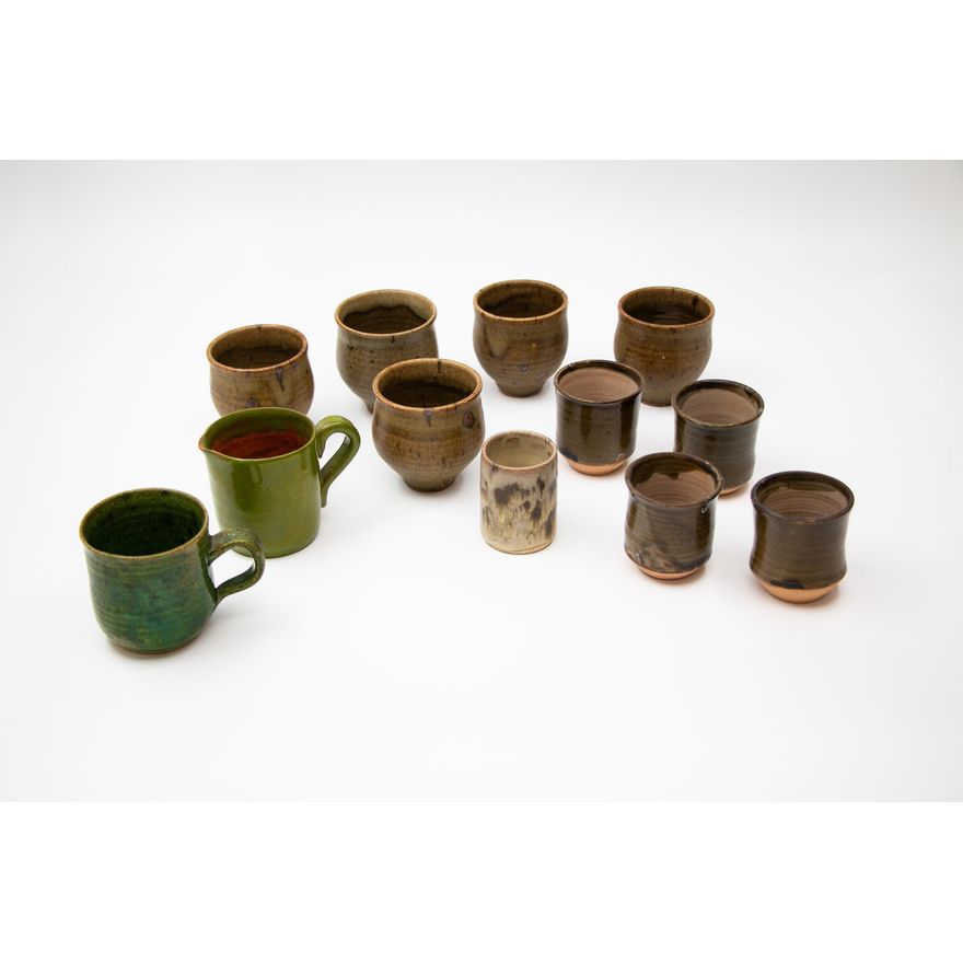 New Zealand Studio Pottery - Collection of 11 cups and a small jug