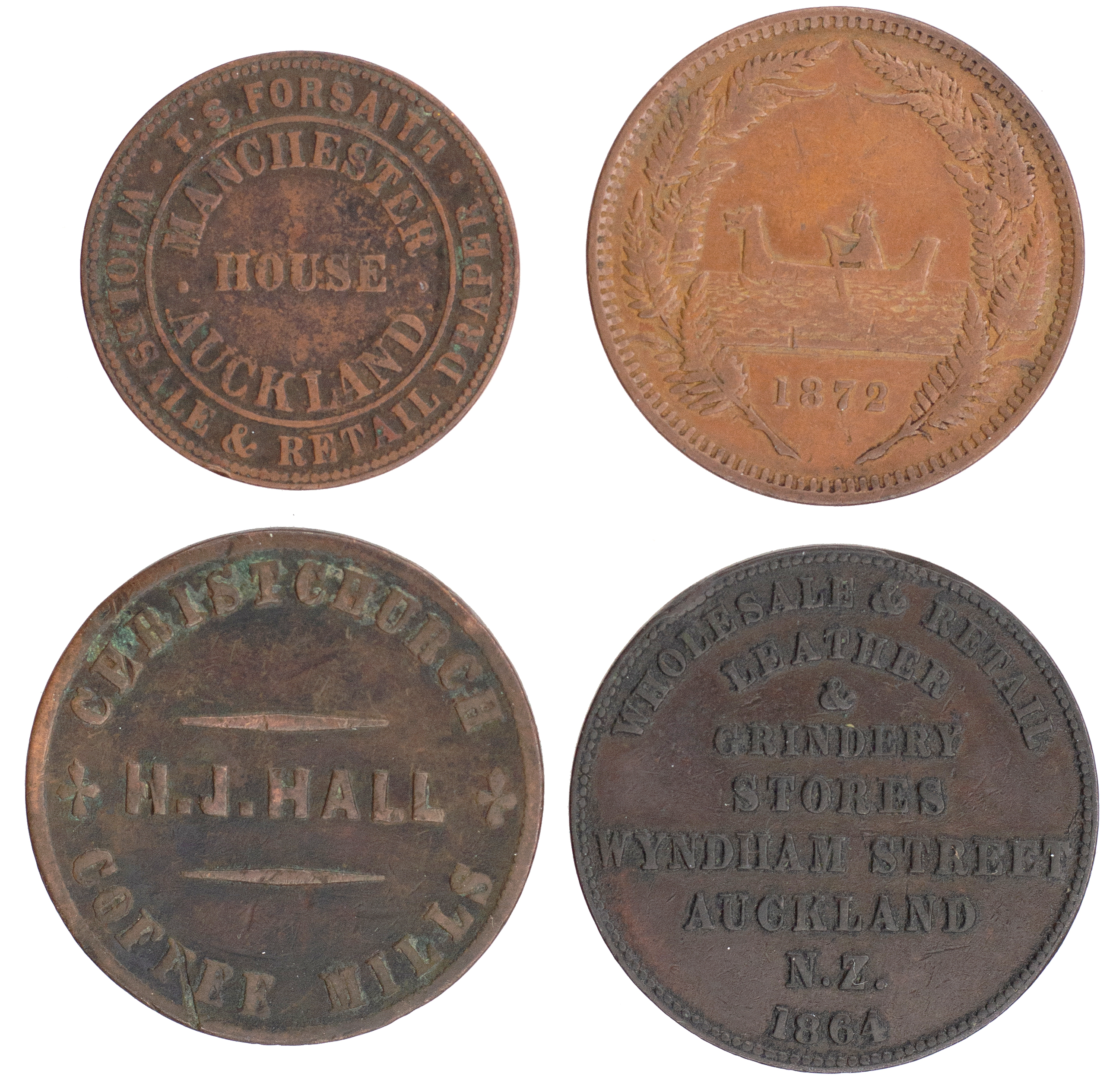 Auckland, New Zealand, B. Gittos, Penny, 1864, gVF