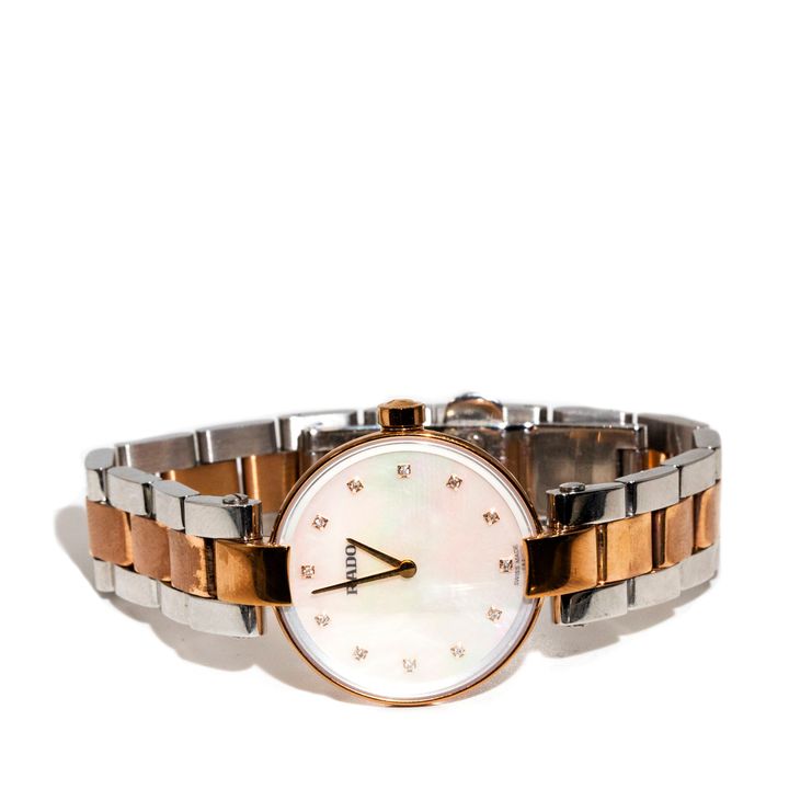 Authentic RADO Coupole Mother of Pearl Diamond Two-Tone Ladies Watch,