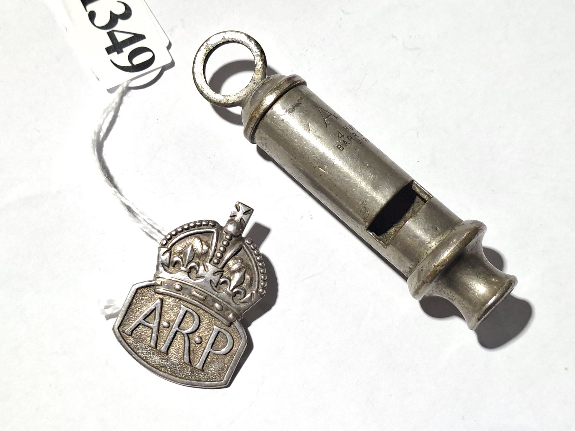 Air Raid Wardens Badge And Whistle