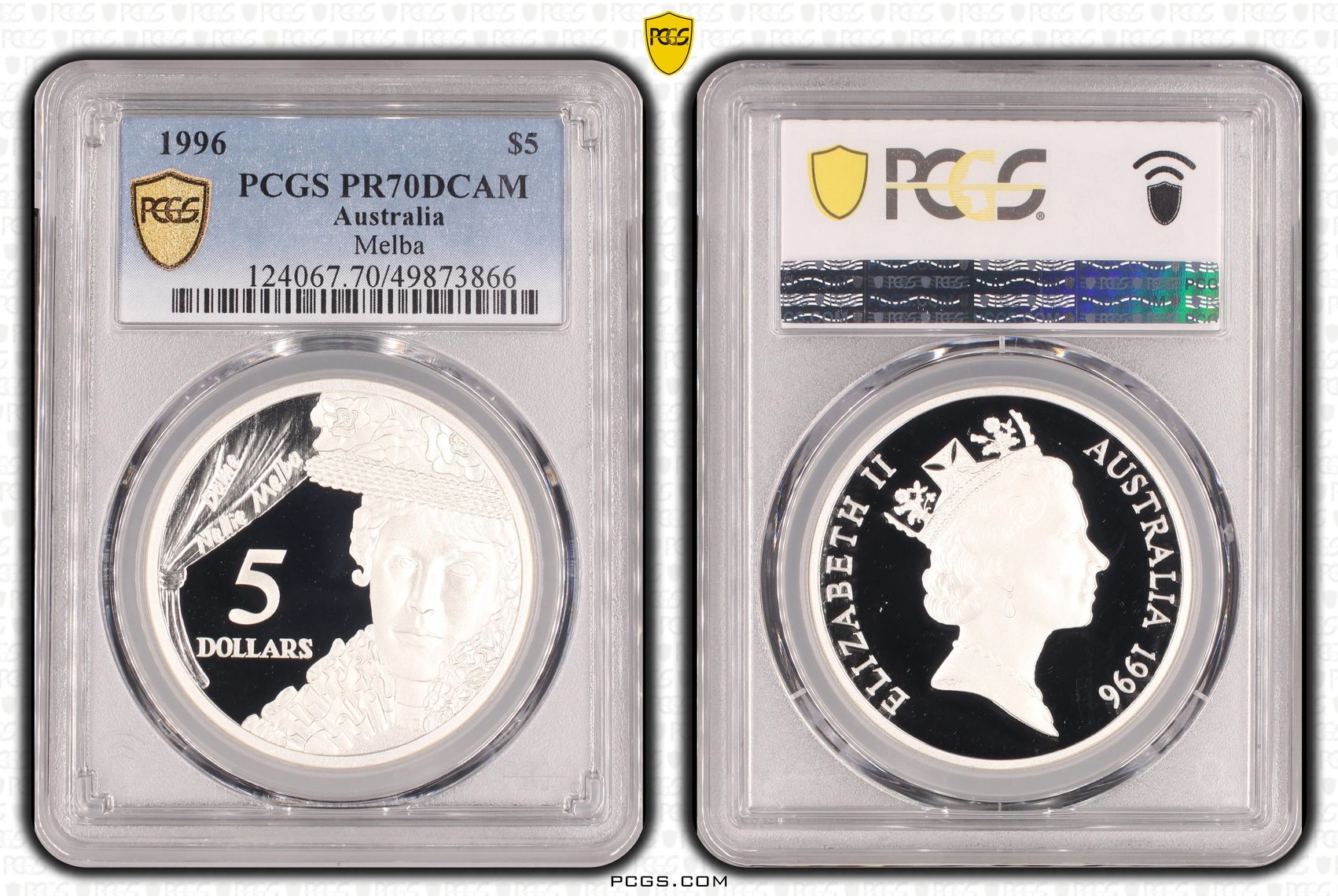 Melba, POP 10/0, Five Dollar, 1996, PCGS PR70DCAM