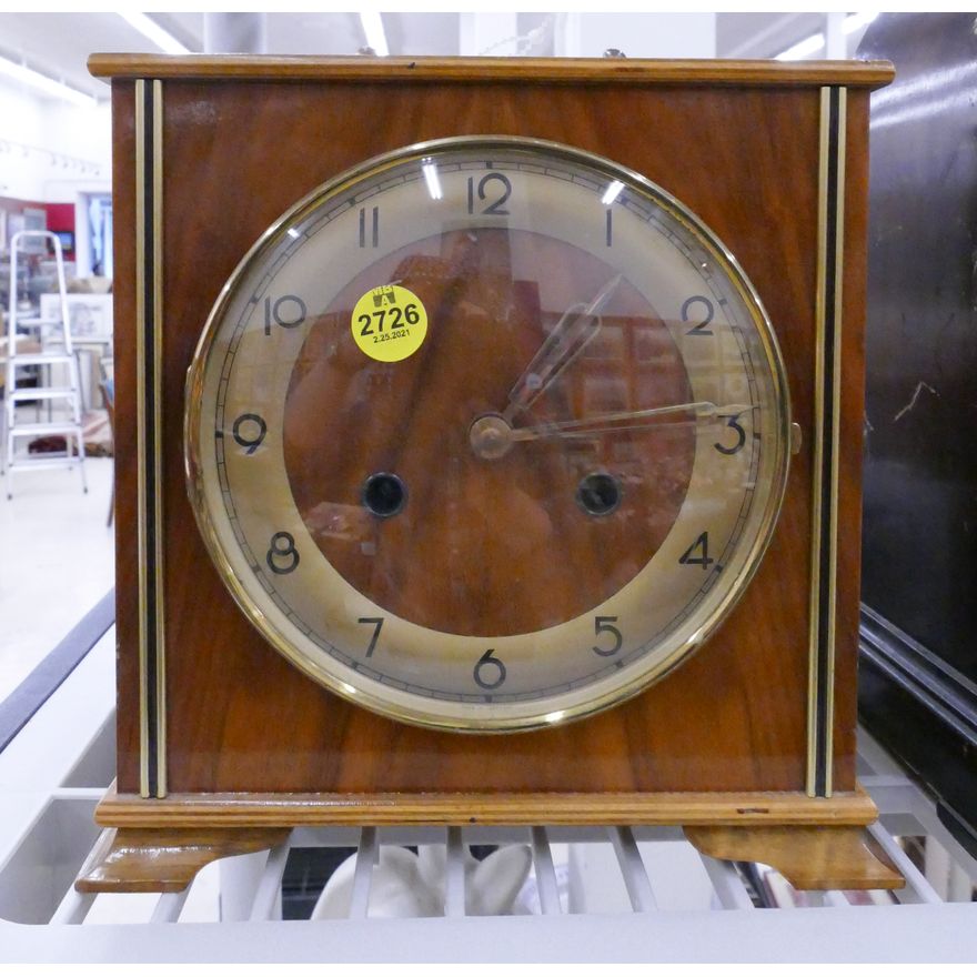 Vintage Badufa German Key Wind Shelf Clock- 9''