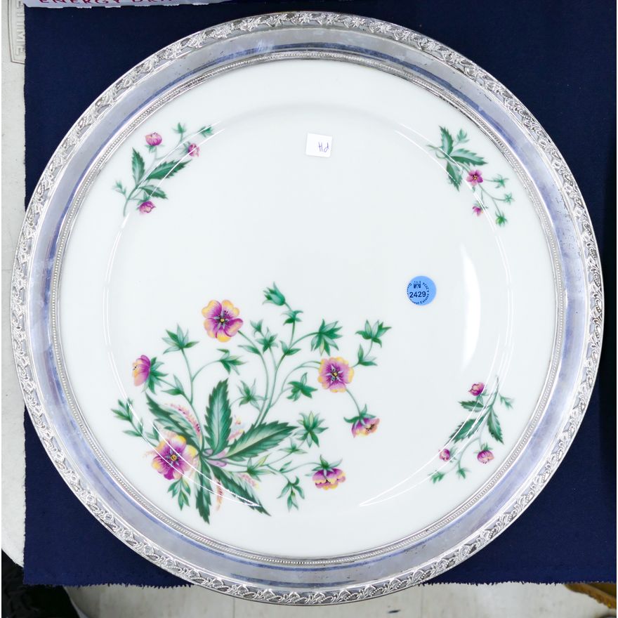 Lenox ''Country Garden'' Sterling Rimmed Platter 14.5''