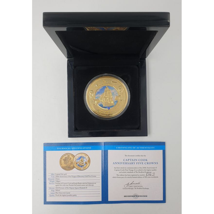 Capt. Cook Ann. 5 Crown Coin