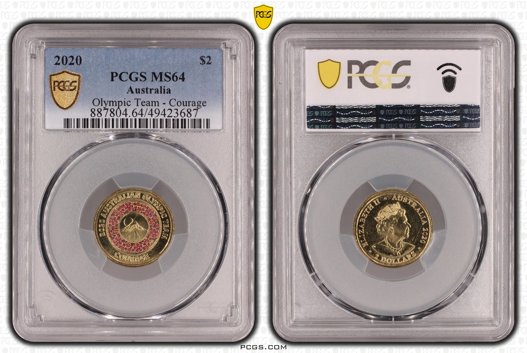 Olympic Team - Courage , Two Dollar, 2020, PCGS MS64