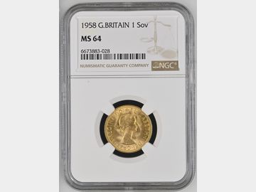 1958 PRE-DECIMAL GOLD SOVEREIGN MS64