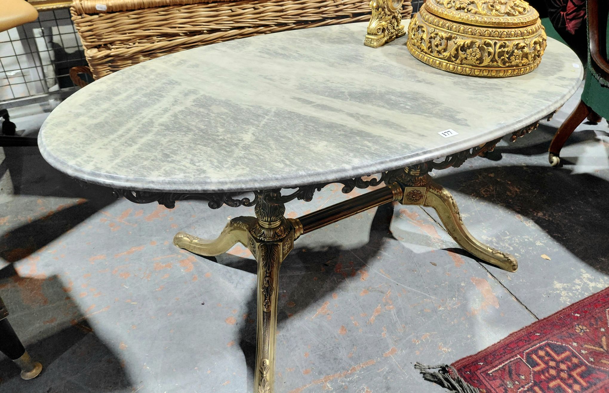 177 · ANTIQUE MARBLE AND GILT COFFEE TABLE
