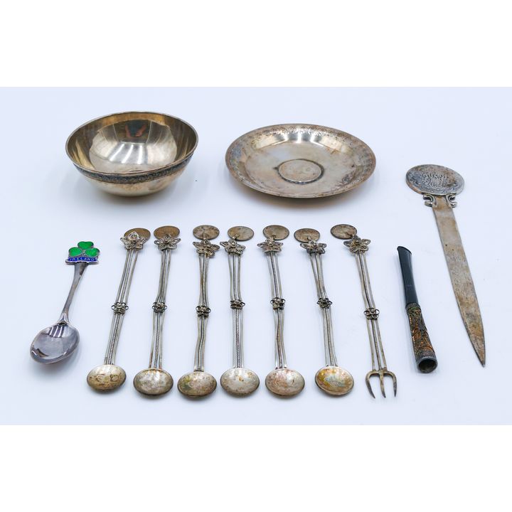 Box Old Persian 800 Silver Small Coin Bowls etc. - 185 Grams TW