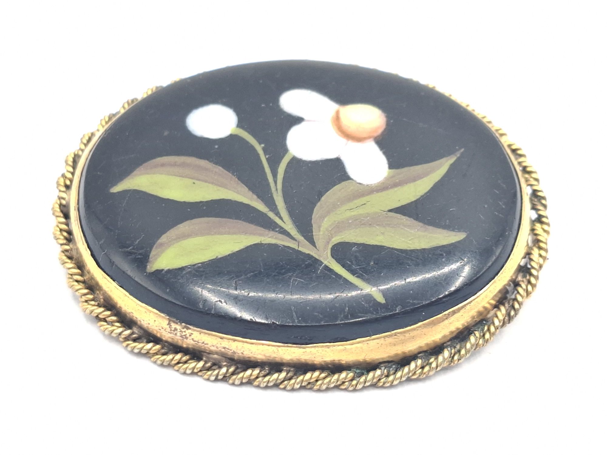 1076 · FLORAL ENAMELED BROOCH