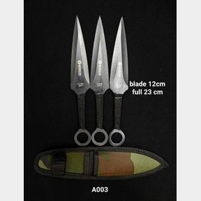 A003 MATTE BLACK Throwing knife set of 3 With Nylon Sheath GREEN CAMO - 52055/32987