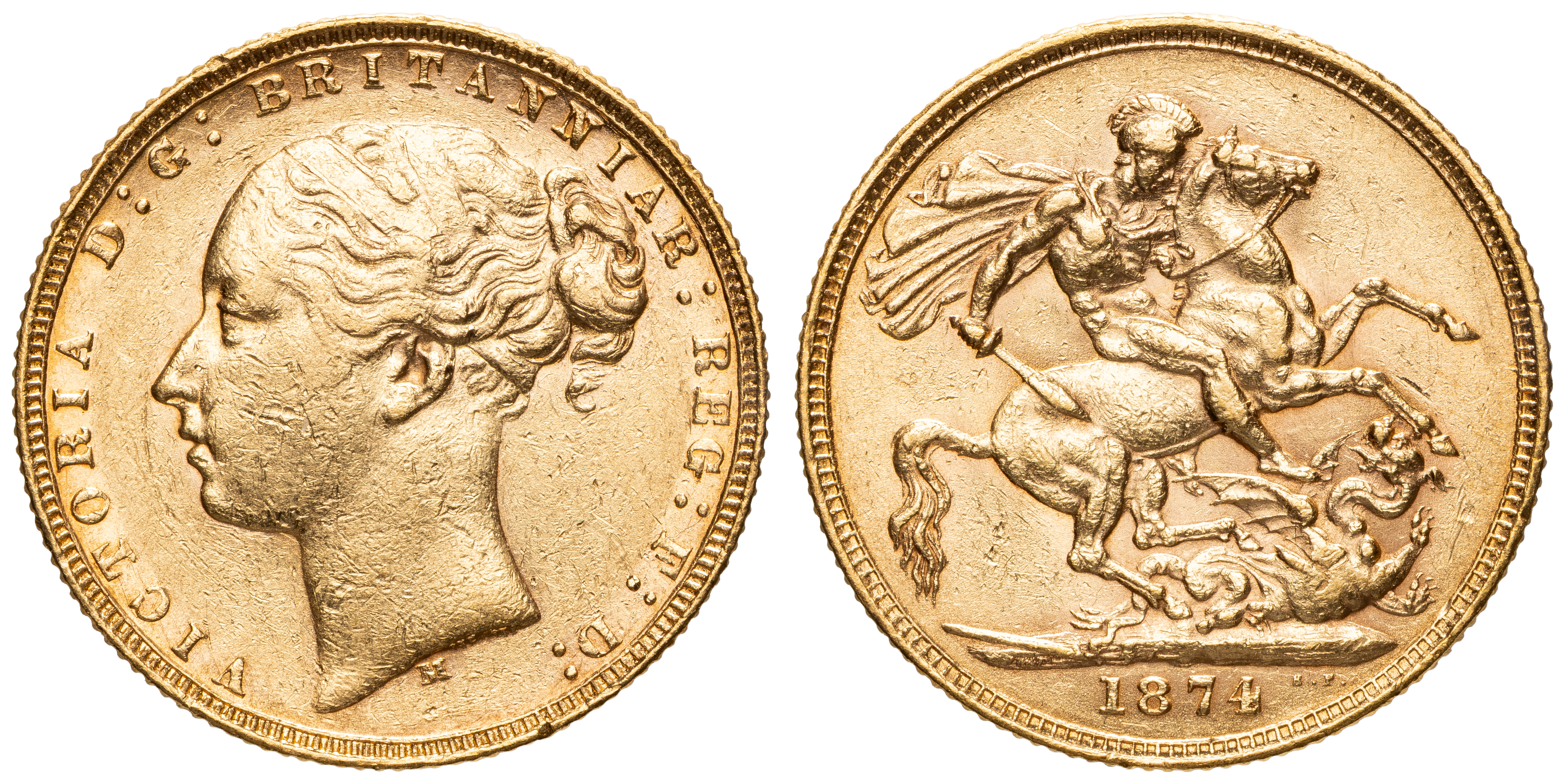 Victoria, Sovereign, 1874-M, aVF