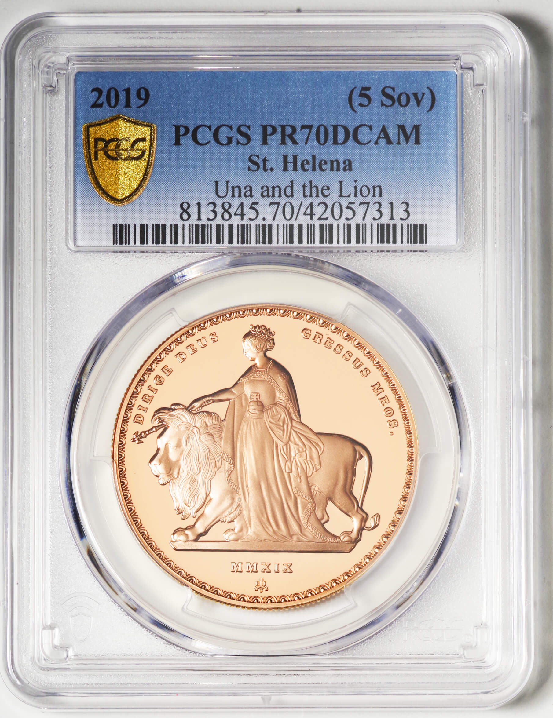 2019年セントヘレナ ウナライオン 5ポンド金貨 PCGS PR70 DCAM-