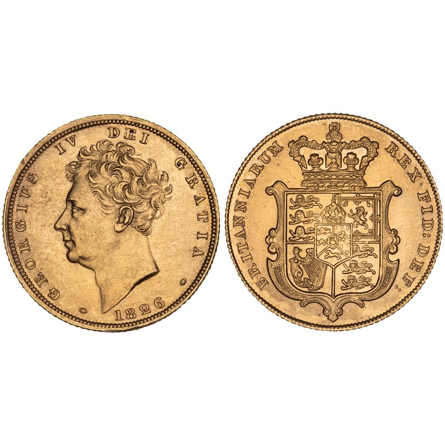 Great Britain, George IV, Second Type, Sovereign, 1826,  aUNC