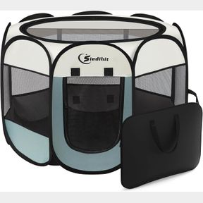 DOG CAT PLAYPEN, PUPPY PET PLAYPEN INDOOR FOR SMALL DOGS TENT CRATES CAGE OUTDOOR, PORTABLE POP UP DOG KENNEL PLAYPEN WITH CARRYIN