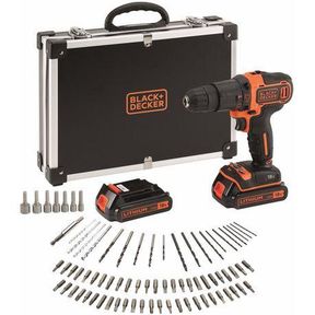 BLACK+DECKER 18V Cordless Hammer Drill + 80 Accessories + Metal Case|METAL CASE DENTED AND CRACKED