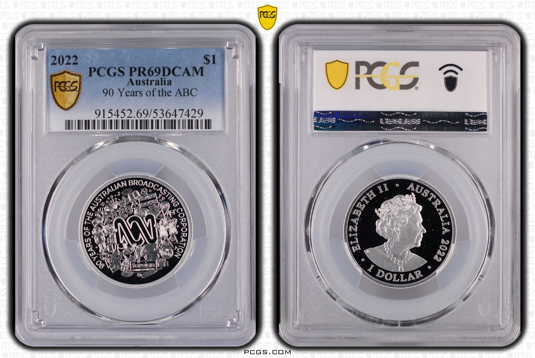 90 Years of the ABC, One Dollar, 2022, PCGS PR69DCAM